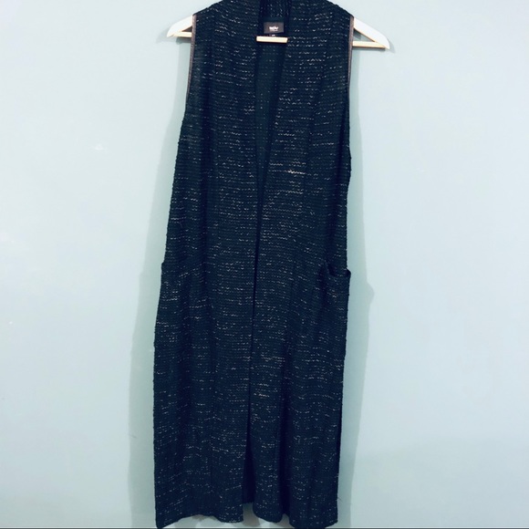 Mossimo Supply Co. Sweaters - Faux leather trim maxi vest